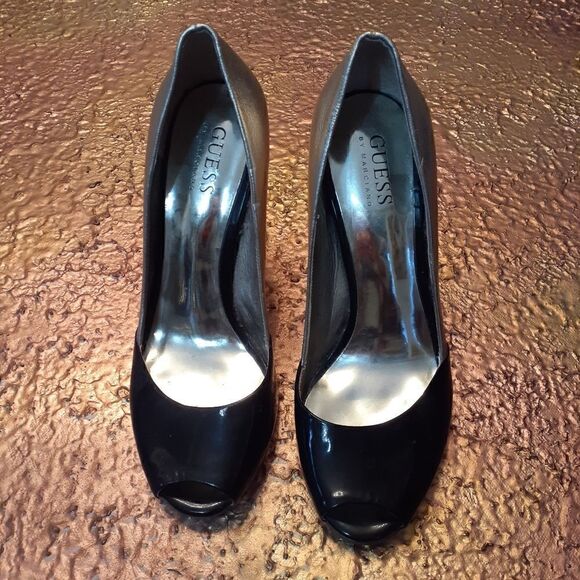 Guess By Marciano Patent Leather Peep Toe Heels - Picture 6 of 14